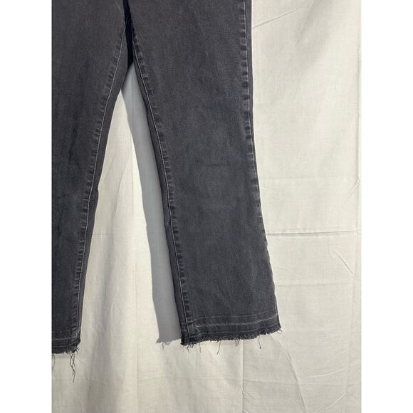 Free People Jeans Womens 25 Black Dylan High Rise Bootcut Button Fly Raw Hem - Picture 8 of 11